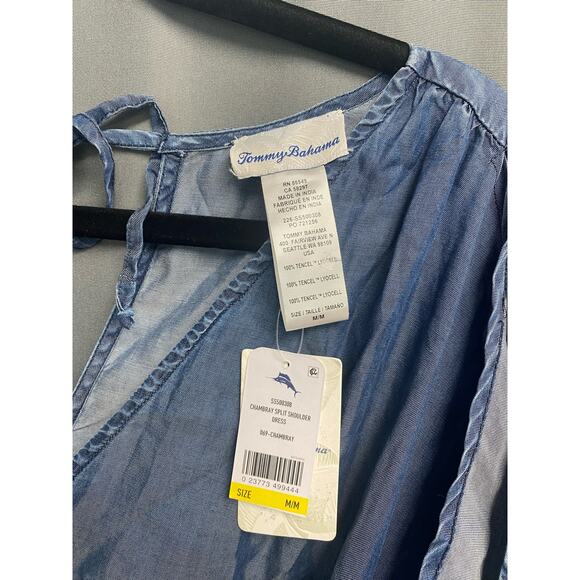 Tommy Bahama Chambray Split Shoulder Dress Medium NWT (b42) - Picture 4 of 8